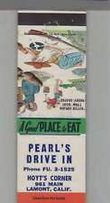 Matchbook Cover - Music Related Pearl's Drive In Lamont, CA picture