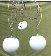 Cir Early 50s Double Swag Lamp Light White Glass Globe Chrome Ceilling Swag Lamp picture