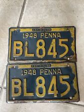 1948 Pennsylvania License Plate Pair Penna PA Chevy Ford Chevrolet BL845 Set picture