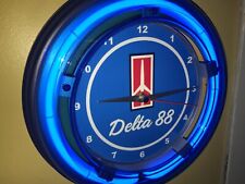 Oldsmobile Delta 88 Motors Auto Garage Man Cave Neon Wall Clock Sign picture