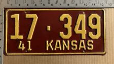 1941 Kansas license plate 17-349 Bourbon high grade ORIGINAL 11837 picture