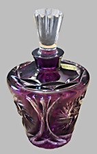 Amethyst Lead Crystal Hand Cut Glass Perfume Bottle 1950s Czech Republic Lg 6