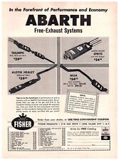 1964 Abarth Free-Exhaust Systems Ad Triumph Sprite MGA Austin Vintage Print Ad picture