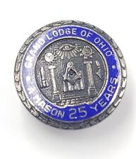 VTG Grand Lodge of Ohio A Mason 25 Years Sterling Silver Masonic Pin Roulet Co picture