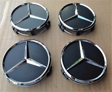 4x Mercedes Black Alloy Wheel Centre Hub Caps 75mm SET C E S M Class CLA GLA picture