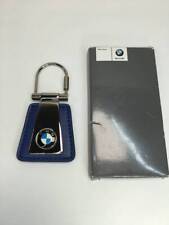 Vintage BMW Genuine Logo Leather Keyring Keychain Navy Deadstock Unused picture
