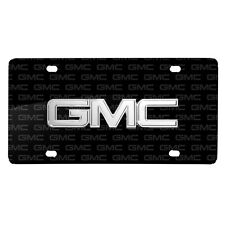 GMC Chrome Metal 3D Logo on Logo Pattern Black Aluminum License Plate picture