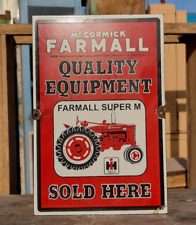 Vintage Old Antique Rare Farmall Tractor Porcelain Enamel Sign Board Collectible picture