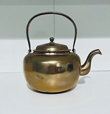 Vintage Brass Tea Kettle Made in Korea Decorative Folding Handle and Lid 5.5