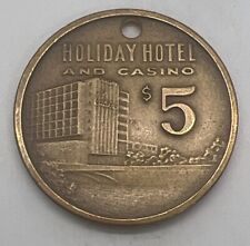 Holiday Hotel Casino Reno NV $5 Bronze Slot Gaming Token Drilled 1396/5000 1976 picture