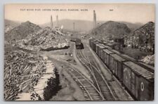 Pulp Wood Piles Oxford Paper Mills Rumford Maine With Railway Postcard W22 picture