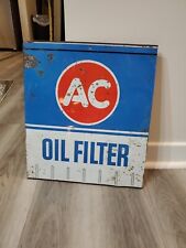c.1964 Original Vintage AC Oil Filters Sign Metal Rack Topper GM Chevy Delco Gas picture