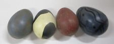 4 Handpainted Decorative Eggs, 3 Wood, 1 Stone? picture