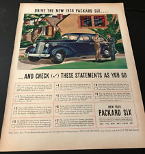 1938 Packard Six - Vintage Original Illustrated Automotive Print Ad / Wall Art picture