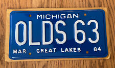 63 1963 Oldsmobile Personalized Vanity License Plate 84 Michigan OLDS 63 **NOS** picture