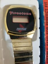 Vintage Firestone Firehawk Watch Rare Collectible Gold tone Band Tires  picture