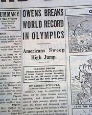 JESSE OWENS Berlin Olympics Black Wins 100-Meter Sprint RECORD 1936 Newspaper picture