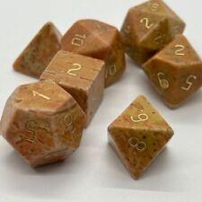 Galactic Dice Premium Dice Sets - Brown Jade Set of 7 Stone Dice with Tin picture