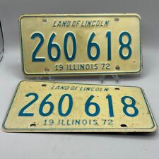 Illinois 1972 Vintage PAIR License Plate Front/Rear Tag Pickup Man Cave Garage picture