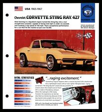 Corvette Sting Ray 427 (USA 1965-67) Spec Sheet 1998 HOT CARS Sports Cars #3.129 picture