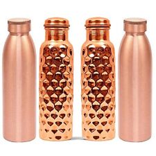 Combo Offer Matt Finish & Diamond Cut Copper Bottles for Water 1 Liter Set of 4  picture