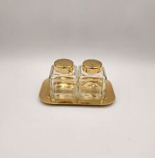 Scandia Guld Karlshamn Sweden Present Salt & Peper Set With Tray 24K Gold Plated picture