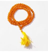 Orange Hakik (Agate) mala - Hindu Buddhist Prayer Beads-108+1 Beads - 8 MM picture