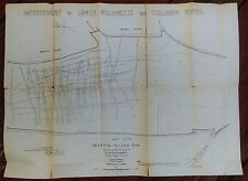 1890 Original Map Lower Willamette Columbia Rivers Deer Burke Martin Islands picture