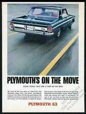 1963 Plymouth Fury dark blue car color photo vintage print ad picture