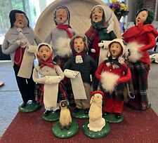 Vintage 1990 & 91 Byers Choice Carolers Family Of 9 Christmas Figurine Decor picture