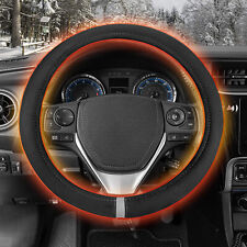 12v Black 15 In Heated Steering Wheel Cover Warm Winter Universal Cars picture