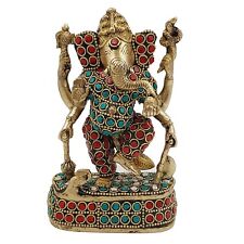 FCS Brass Idol | Standing Ganesha Stone Studded | Antique Stone Studded |(AG-12) picture