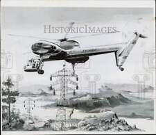1958 Press Photo Sketch of a Sikorsky flying crane twin-engine helicopter picture