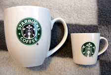 Starbucks 2007 Coffee Mug Black Green Siren Mermaid 14oz  & 3oz Demitass Mini picture
