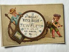 VICTORIAN JEWELERS TRADE CARD J Son Watchmaker St Louis Pocket Watch B22 picture