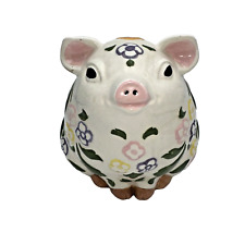 VTG 1965 Hand Painted Ceramic Pig Piggy Bank With Stopper, signed Estate Item picture