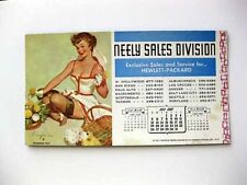 May 1968 Elvgren Pinup Girl Blotter Blond Arranging Flowers Basket Budding Out picture