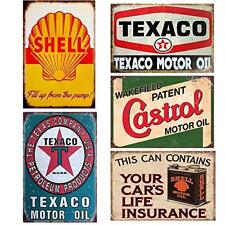 FlowerBeads 5PCS GAS Motor Oil Antique Tin Signs, Vintage Garage Man Cave Retro picture