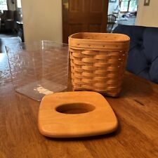 Longaberger 2000 Tall Tissue Basket Protector & Wooden Lid. picture
