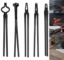 5Pcs Heavy Duty Blacksmith Tongs Tool Set For Blacksmithing Knife Making Tongs picture