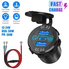 USB Car Charger Dual QC3.0 PD Type C Triple Charging Port Outlet Socket For 12V picture