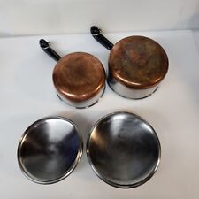Vintage  Set Revere Ware Copper Bottom 1 and 2  Qt Pots With lids Made In USA picture