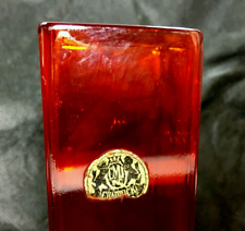 Red and Clean Glass Square Block Cut Vase 7