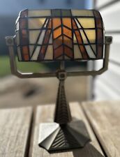 PartyLite Deco Stained Glass Tiffany Style Tealight Holder Banker Lamp. EUC picture