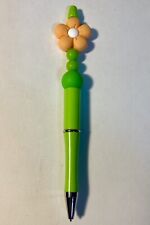 NEW Beaded Ink Pens Custom Penpal Stationery Ballpoint Flower orange green picture