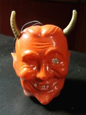 VTG. HALLOWEEN PLASTIC JEWELED EYE DEVIL CANDY CONTAINER TOPPER ORNAMENT  *LOOK* picture