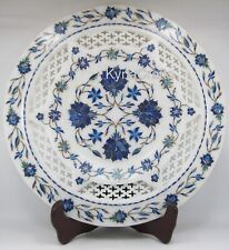 12 Inches White Marble Decorative Plate Filigree Work Table Master Piece for Bar picture