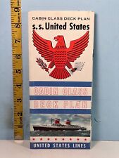 1958 S.S. United States Cabin Class Deck Plan United States Lines picture