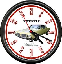 Licensed 1972 Oldsmobile Cutlass Yellow Muscle Car General Motor Sign Wall Clock picture