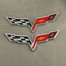 2pcs OEM Front Rear Crossed Flags Emblem Badge for Chevy 2005-2013 C6 Corvette picture
